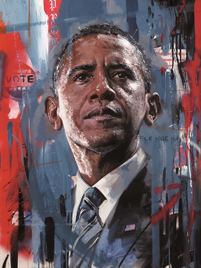 Barack Obama by Zinsky - Hand Embellished Canvas on Board